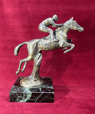 CAR MASCOT MASCOTTE AUTOMOBILE BRONZE JOCKEY CHEVAL DE SPORT COURSE HIPPIQUE