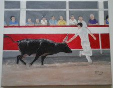 RASETEUR  COURSE TAUREAU TORO CAMARGUE ARENE CORRIDA Tableau peinture sur toile