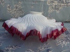 Lustre Abat jour Opaline 2 couleurs blanche et Rose old french Antiques Vaseline