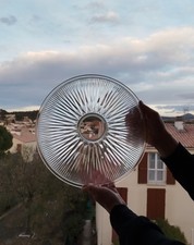 Abat Jour Suspension Lustre Holophane Verre Moulé Diamètre 35 Cm