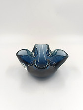 Coupelle Cendrier Vide Poches Vintage verre Murano sommerso bleu  70s Midcentury