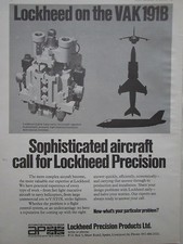 12/1969 PUB AP LOCKHEED PRECISION PRODUCTS VAK 191B V/STOL AIRCRAFT AD