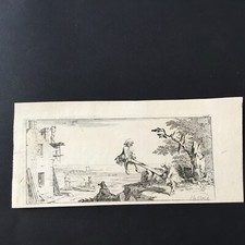 Gravure Sébastien Le Clerc (1637-1714) XVIIIè Pl.196 Balançoire Echaffaudage