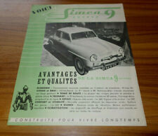 Feuillet SIMCA ARONDE 9 de 1952