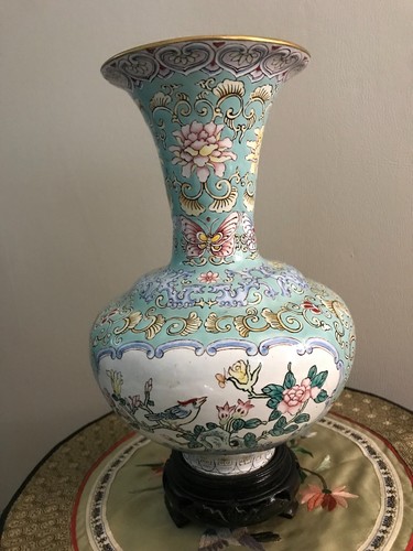 Cloisonne vase emaux canton - cloisonne,