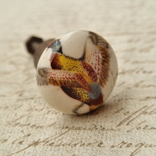 Bouton Poignée Meuble en Porcelaine Décor De Faisan Ancien