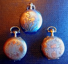 Lot 1: TROIS MONTRES de COL ARGENT + VERMEIL DECO ART NOUVEAU poids 56 g Gousset