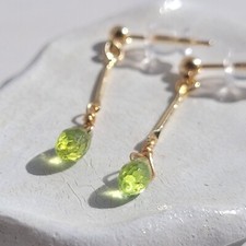 boucles d'oreilles argent 925 pl or jaune pierre précieuse péridot