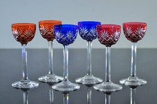 SAINT LOUIS 6 VERRES DIGESTIF EN CRISTAL DOUBLE COULEUR MODELÉ 1930 MASSENET