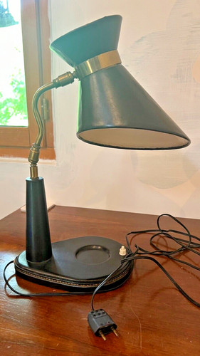 Lampe diabolo cuir noir - en,
