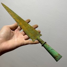 Très unique grand fer de lance romain ancien en bronze 35 cm +