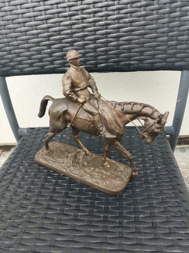 Sculpture bronze jockey - bronze, À