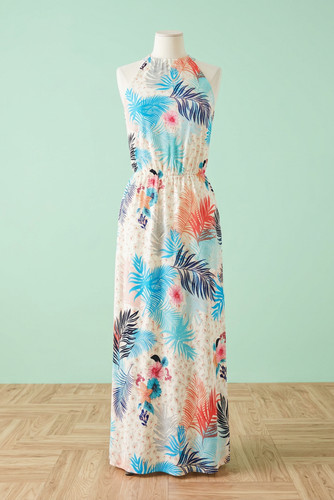 Robe longue fleurie tropicale