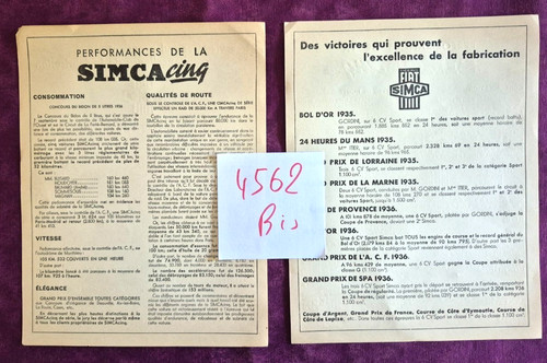 4562 bis simca fiat 6 - 4562, /