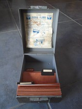 Ancienne PETITE boîte à fiche en métal avec trieur métal et carton marque Flambo