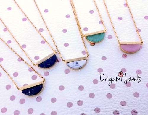 Gemstone necklace semicircle - gemstone,