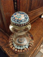 Rare Ancien Flacon Encrier Cristal Millefiori Murano