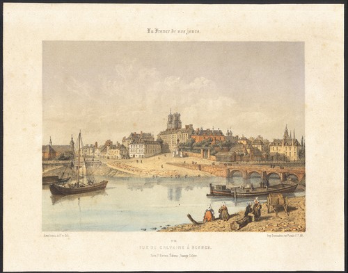 1860 lithographie aquarellée - 1860,
