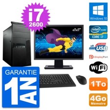 PC Tour Lenovo M91p Ecran 22" Intel i7-2600 RAM 4Go Disque 1To Windows 10 Wifi