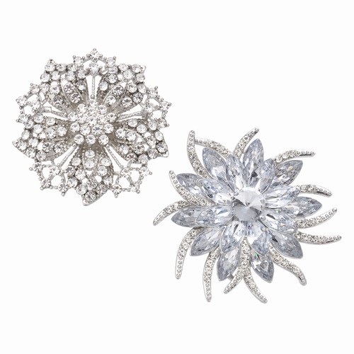 Broche fleur strass - fleur, en