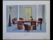 PIERRE CHAREAU, BUREAU - 1924 - POCHOIR, ART DECO