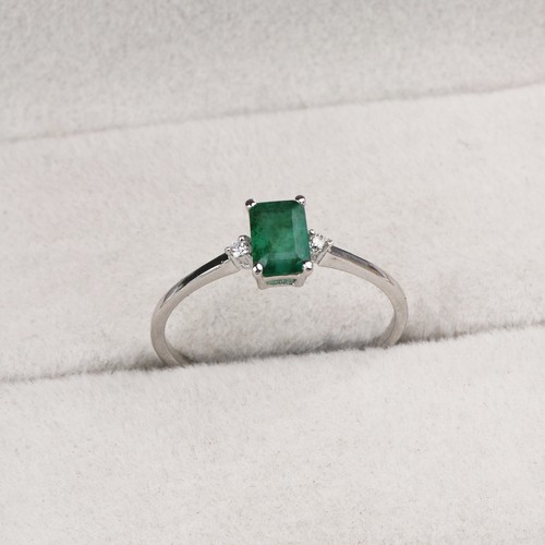 14k plaqué blanc émeraude - plaqué,