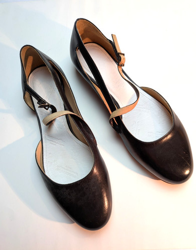 Ballerines cuir noir plates - cuir,