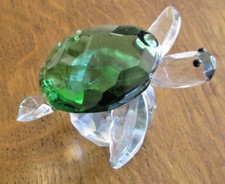 Figurine en cristal Swarovski tortue des Galápagos  carapace verte collection