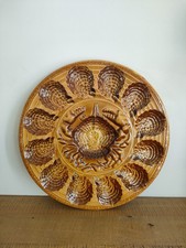 Grand Plat À Huîtres En Faïence Atelier REVERNAY - Orange Crabe Mer - Vintage