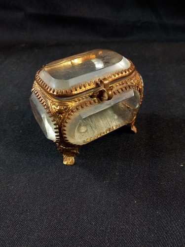 Boite bijoux laiton verre - laiton,