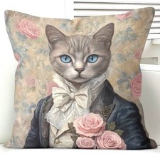 Housse de coussin CHAT ARISTOCRATE 45 cm Chat costumé