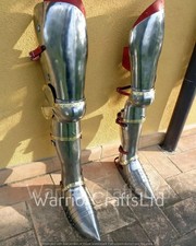 Armure médiévale de jambe entièrement en acier - cretons de chevalier avec sa...