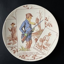 Assiette parlante XIX humour faïence Sarreguemines Chasse Aux Canards Sauvages