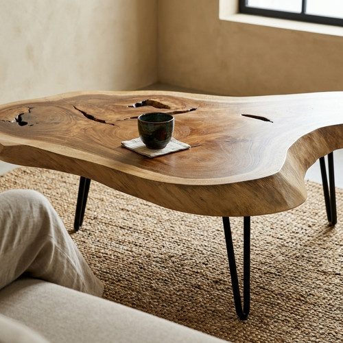 Table basse tranche bois - table, en