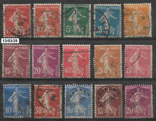 Lot 15 timbres Semeuse 1907