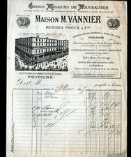 POITIERS (86) GRAND MAGASIN de NOUVEAUTE / MODE "M. VANNIER ,RENARD ,PROUX" 1895