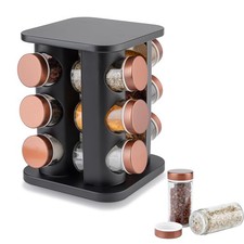 Support à épices pivotant, carrousel avec pots à épices, étagère carrée noire...