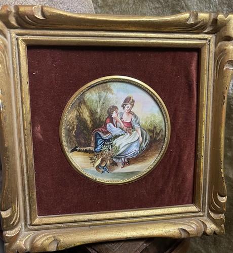 Tableau huile miniature xixeme - tableau,