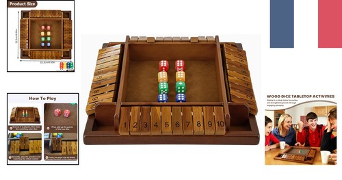 Jeu dés shut the box - dés, en