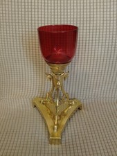 A POSER/LAMPE SANCTUAIRE/VEILLEUSE D'EGLISE D'AUTEL D'ICONE/H.22cm/VERRE ROUGE