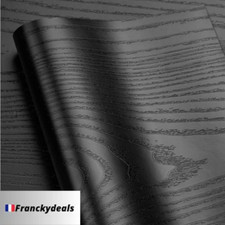 Papier Auto-Adhésif Décoratif Bois Noir/Blanc 5m x 45cm Résistant à l'Eau Meuble