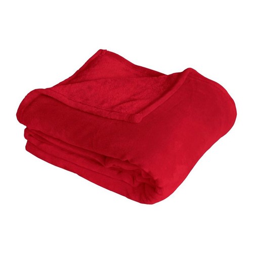 Plaid polaire uni coral - plaid,