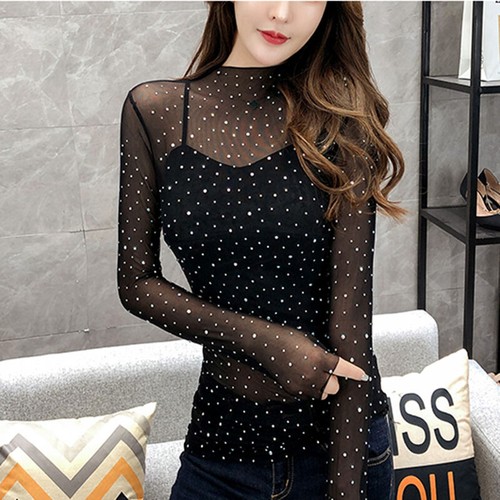 Femme strass maille shirt - maille, t-shirt