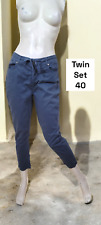 Twin Set Simona Barbieri Taille 40 ? pantalon gris bleu  femme en coton