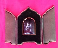 LIMOGE PLAQUE EMAIL GRISAILLE ST ANTOINE DE PADOUE TRIPTYQUE  MAISON PERISSE 19e