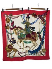 HERMES Scarf Silk RED Allover