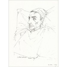 CIRY Michel - Lithographie originale "Le Poète" 32x25cm