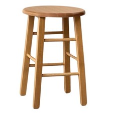Tabouret BAR De Bois Avec Siège Ronde H 47 CM Noyer Claire Jambe Droites