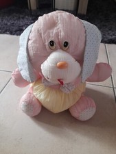 CHIEN VINTAGE - PUFFALUMP - FISHER PRICE - ROSE JAUNE ET POIS