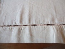Drap N°408 ancien en fil de lin  jour Venise 230 X 335 Cm blanc cassé  TBE